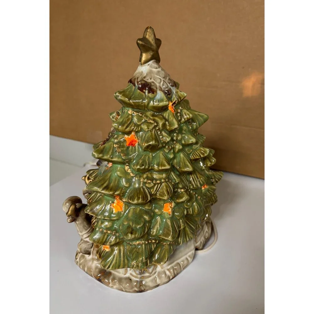 Vintage Kirklands Potters Garden ceramic Christmas tree nightlight Decoration